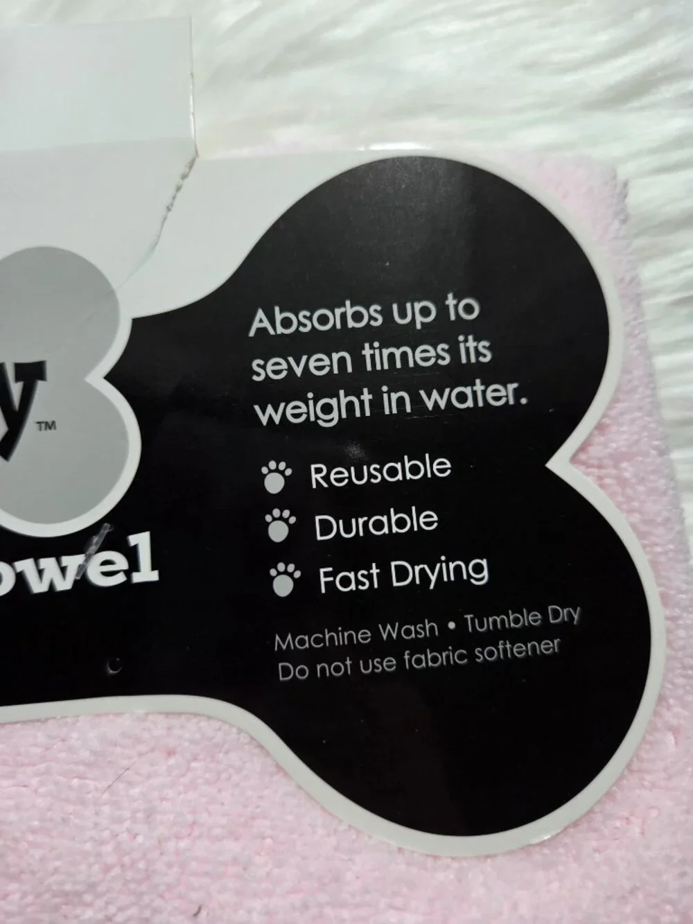 Bone Dry Pale Pink Dog Drying Towel